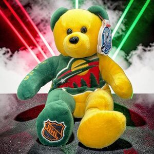 NWT 2002 MN WILD Bean Bag Stuffed NHL Team Bears Plush P31